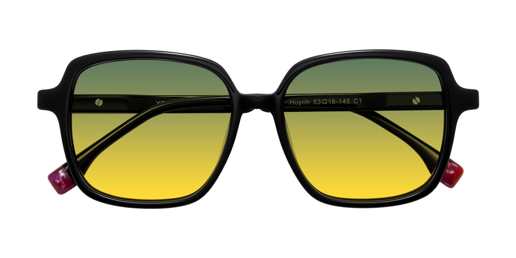 Folded Front of Huynh in Black with Green / Yellow Gradient Lenses