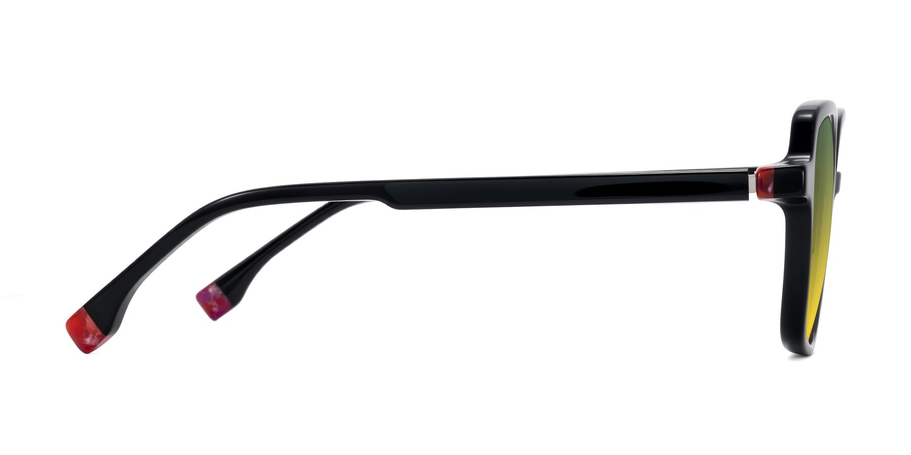 Side of Huynh in Black with Green / Yellow Gradient Lenses