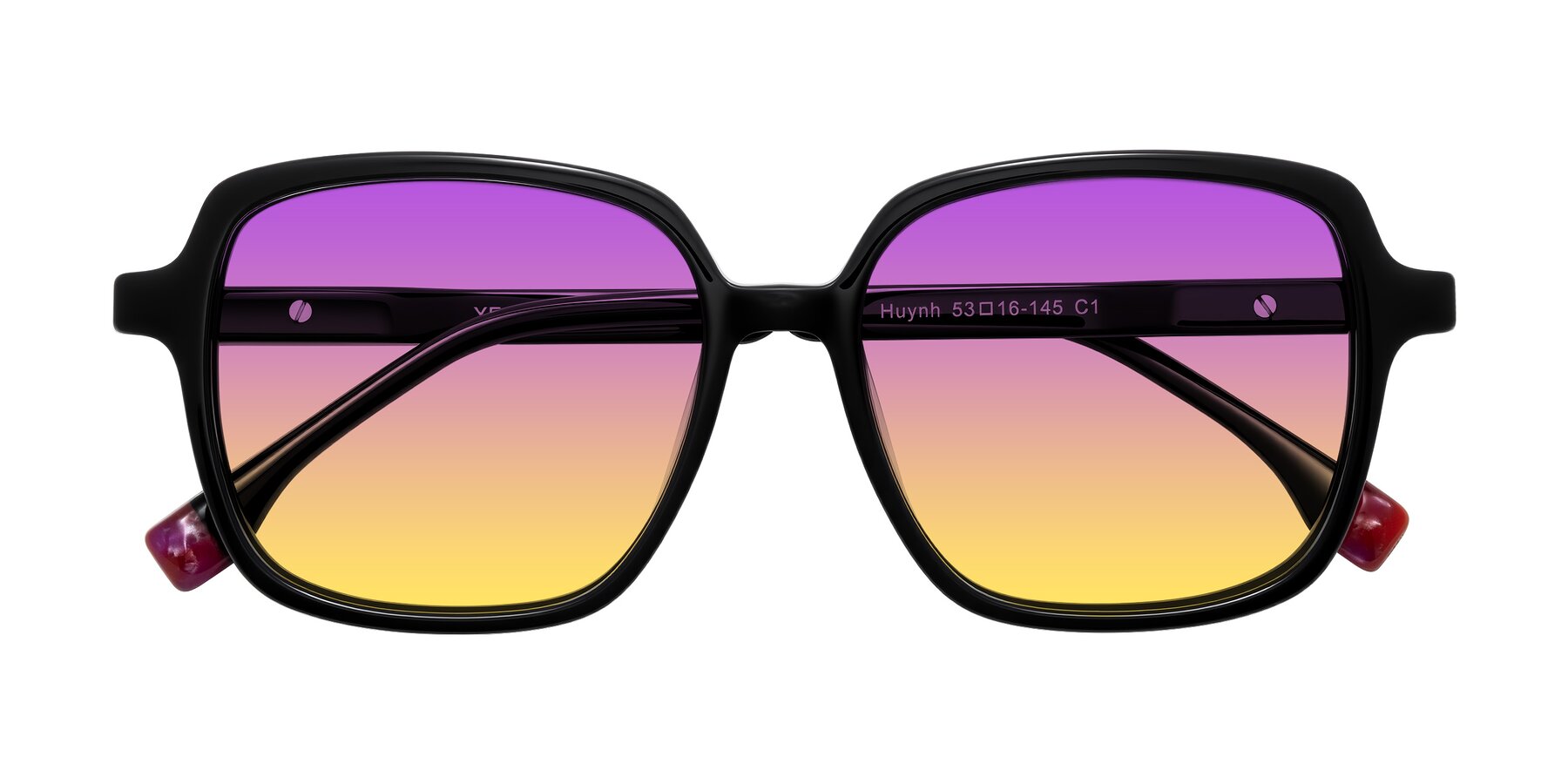 Folded Front of Huynh in Black with Purple / Yellow Gradient Lenses