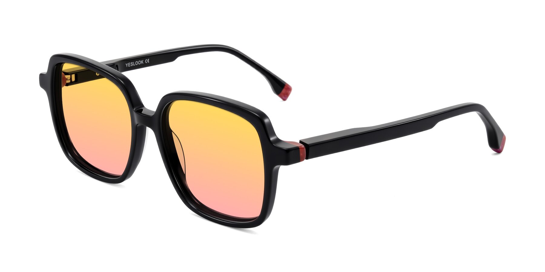 Angle of Huynh in Black with Yellow / Pink Gradient Lenses