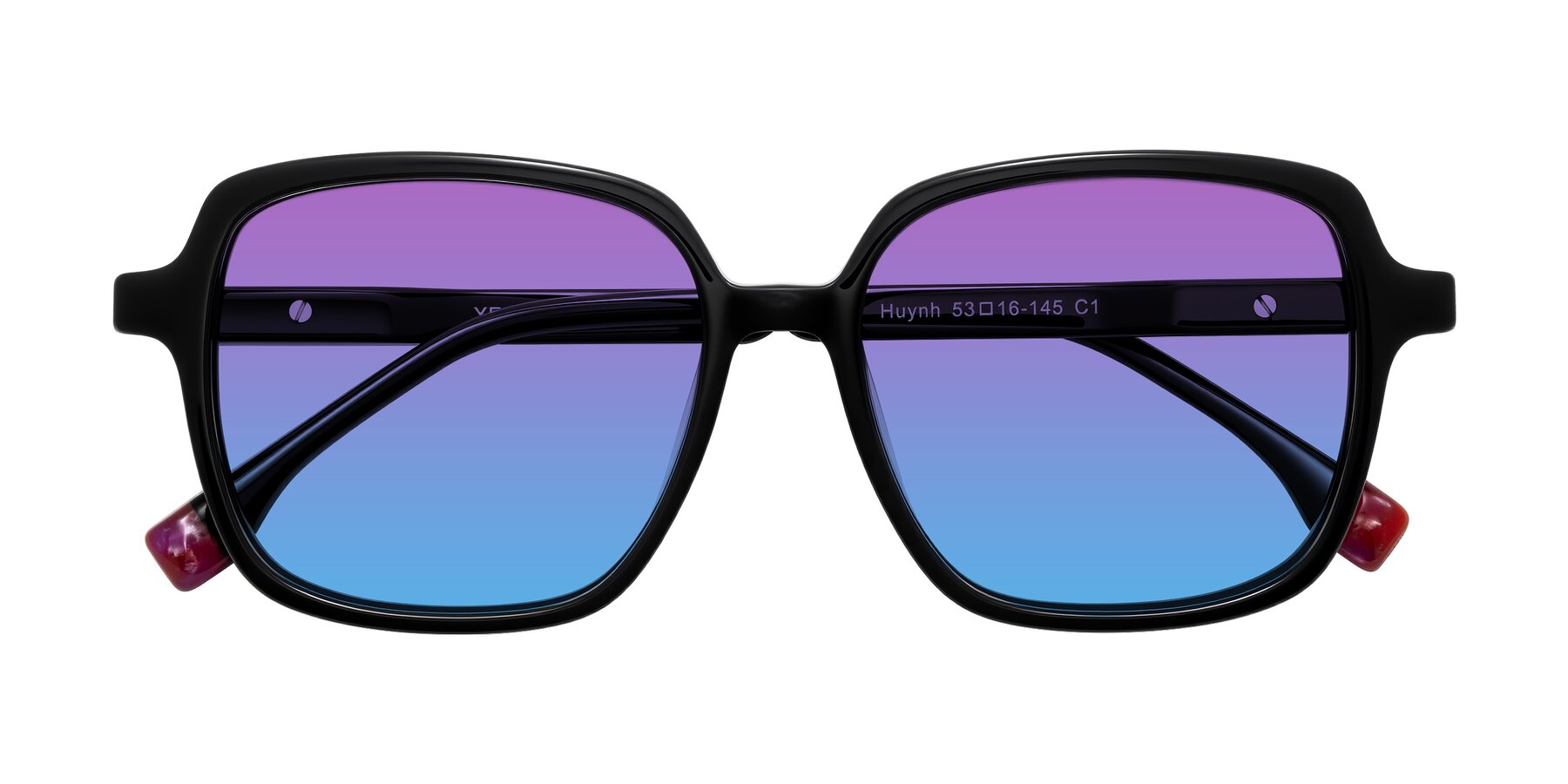 Folded Front of Huynh in Black with Purple / Blue Gradient Lenses