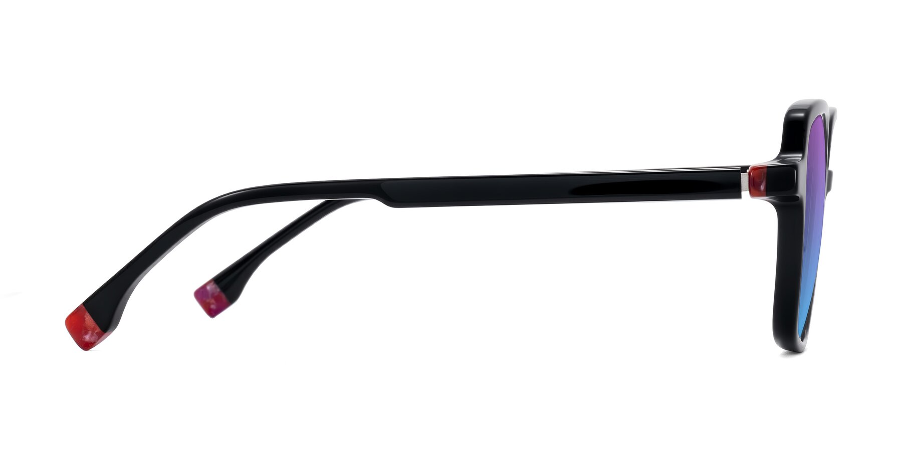 Side of Huynh in Black with Purple / Blue Gradient Lenses