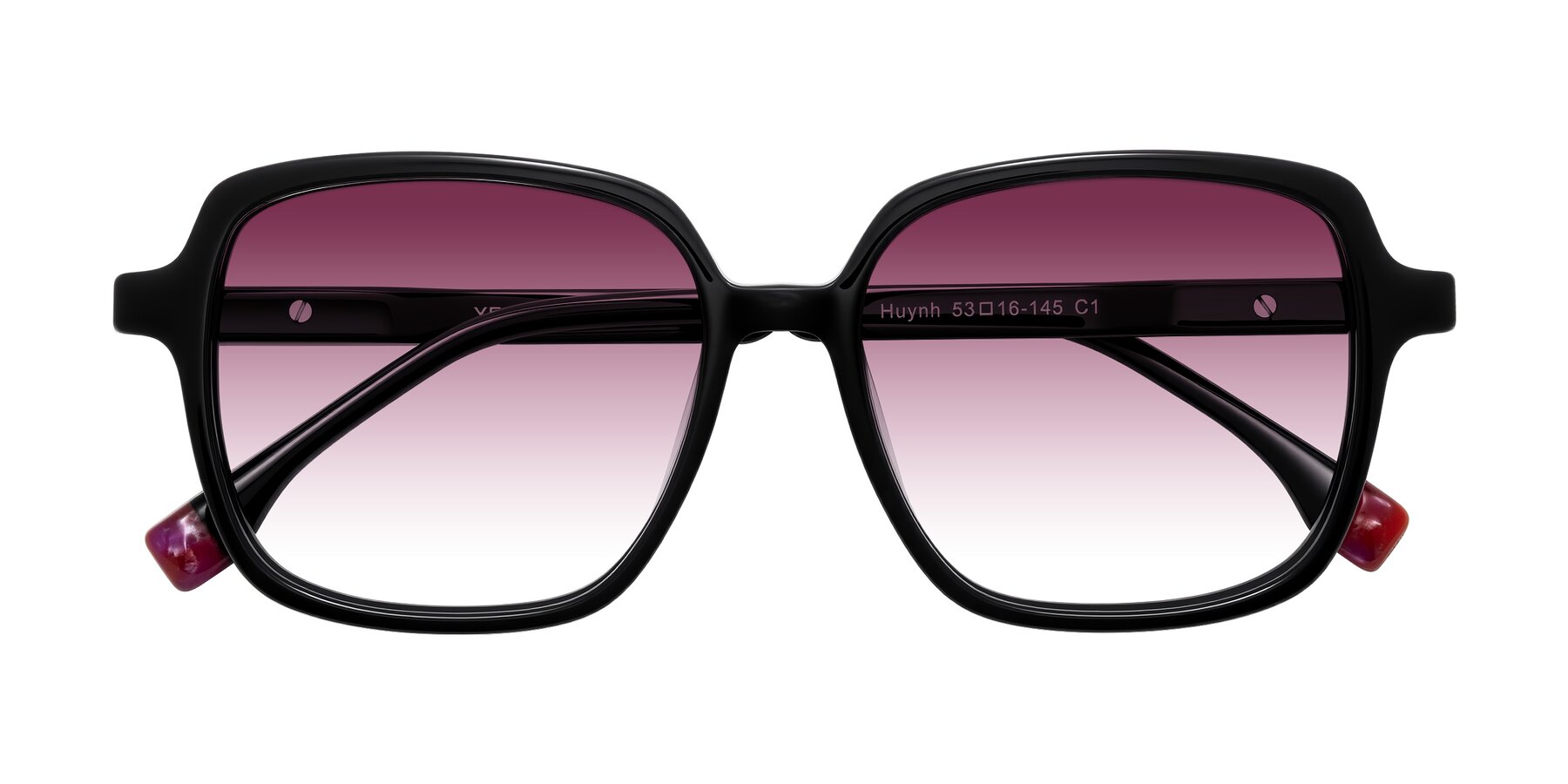 Folded Front of Huynh in Black with Wine Gradient Lenses