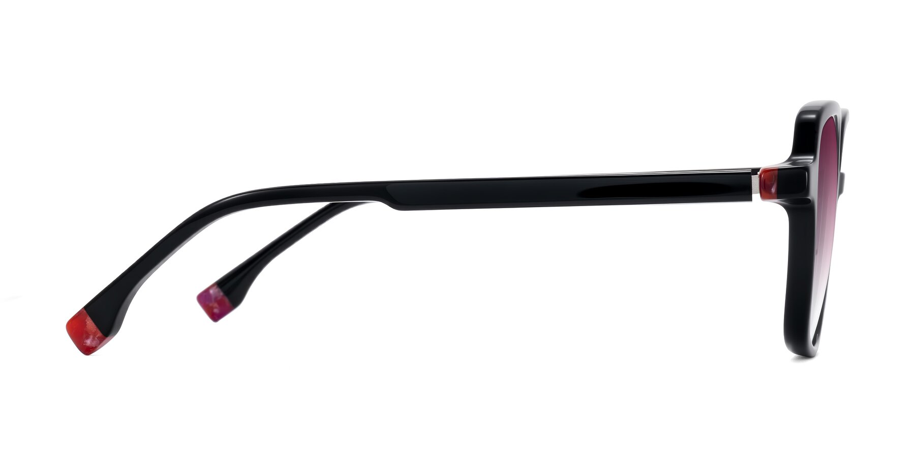 Side of Huynh in Black with Wine Gradient Lenses
