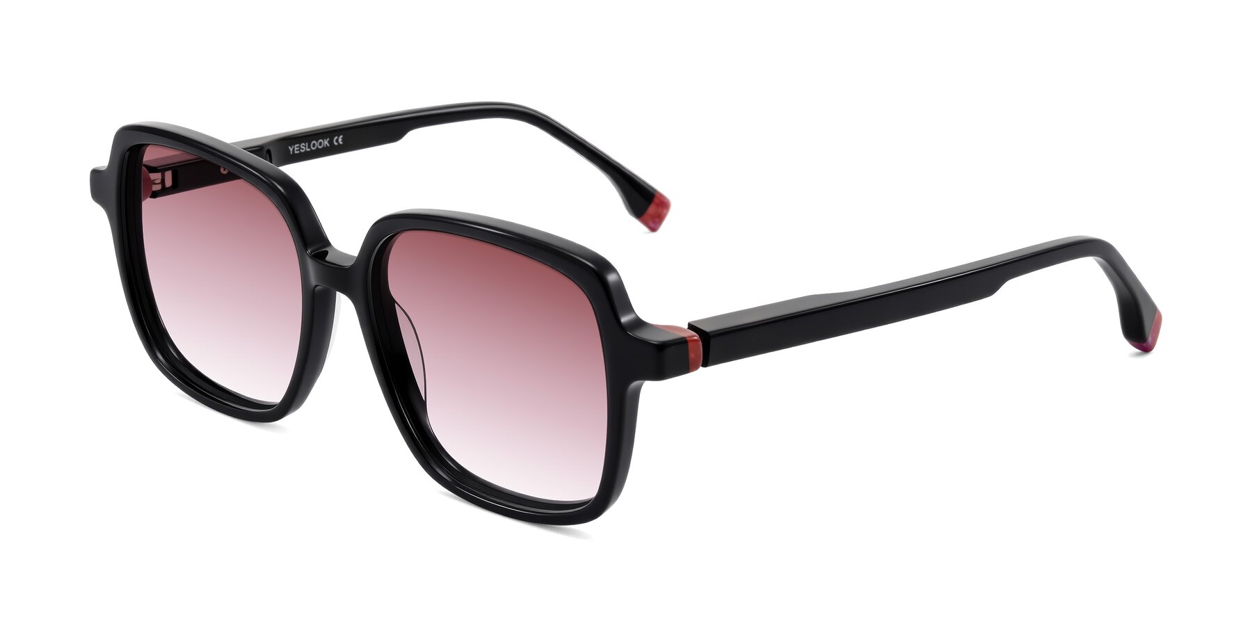 Angle of Huynh in Black with Garnet Gradient Lenses