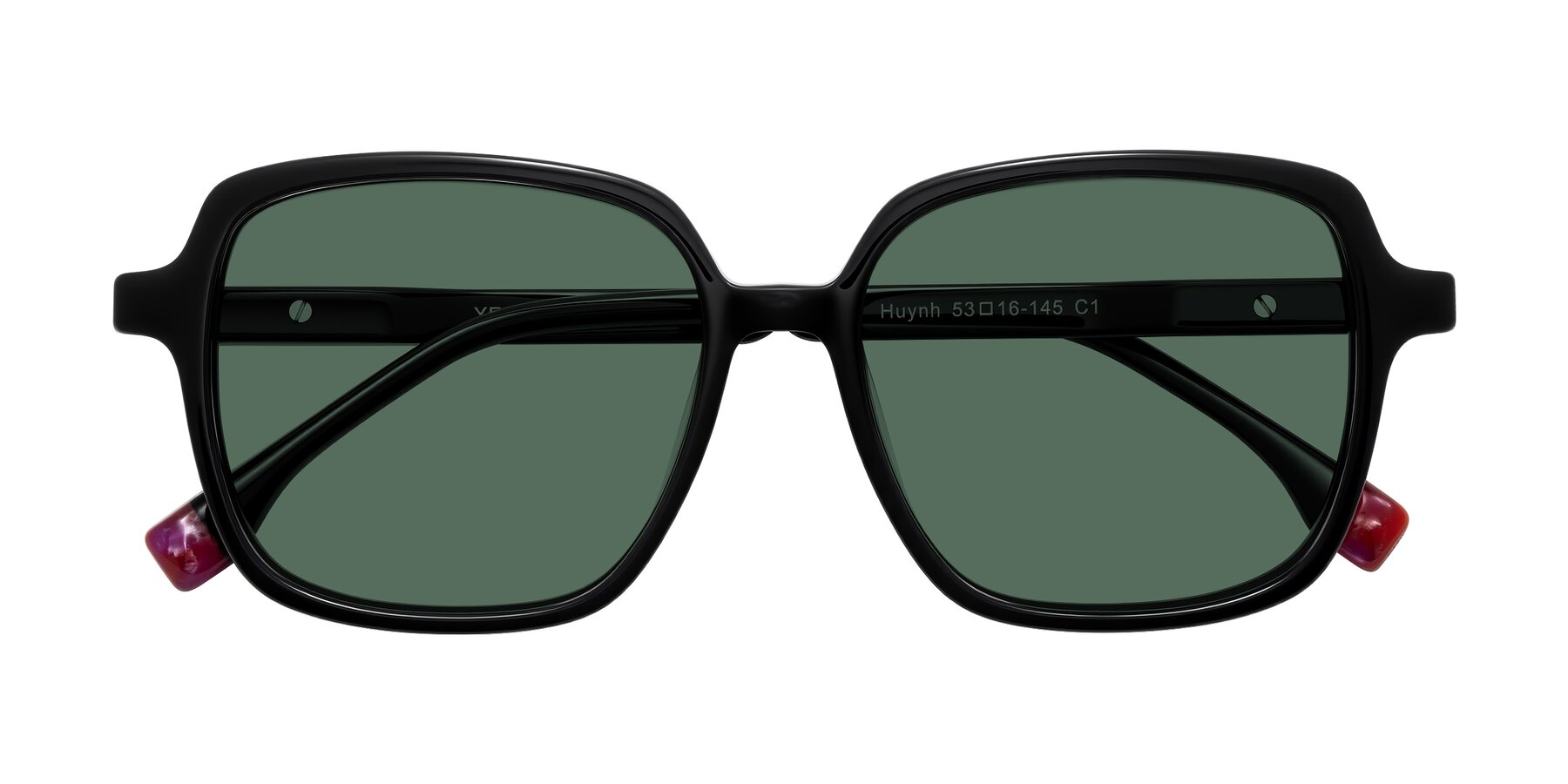 Folded Front of Huynh in Black with Green Polarized Lenses