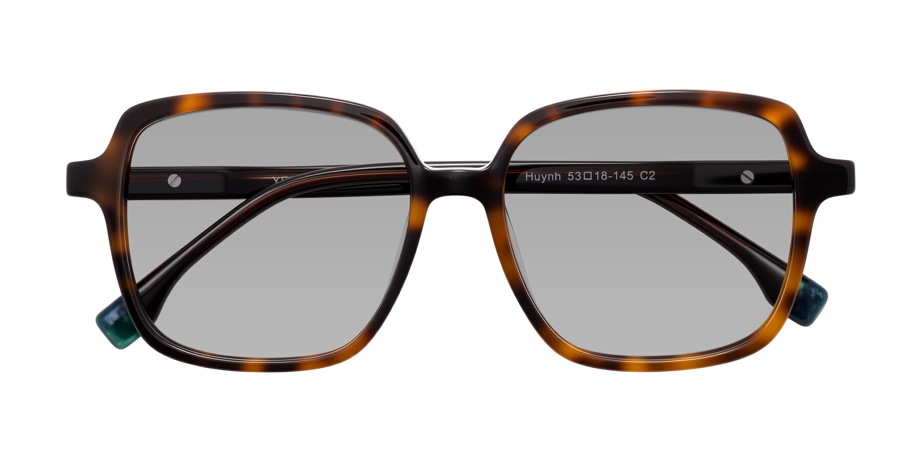 Folded Front of Huynh in Tortoise with Light Gray Tinted Lenses