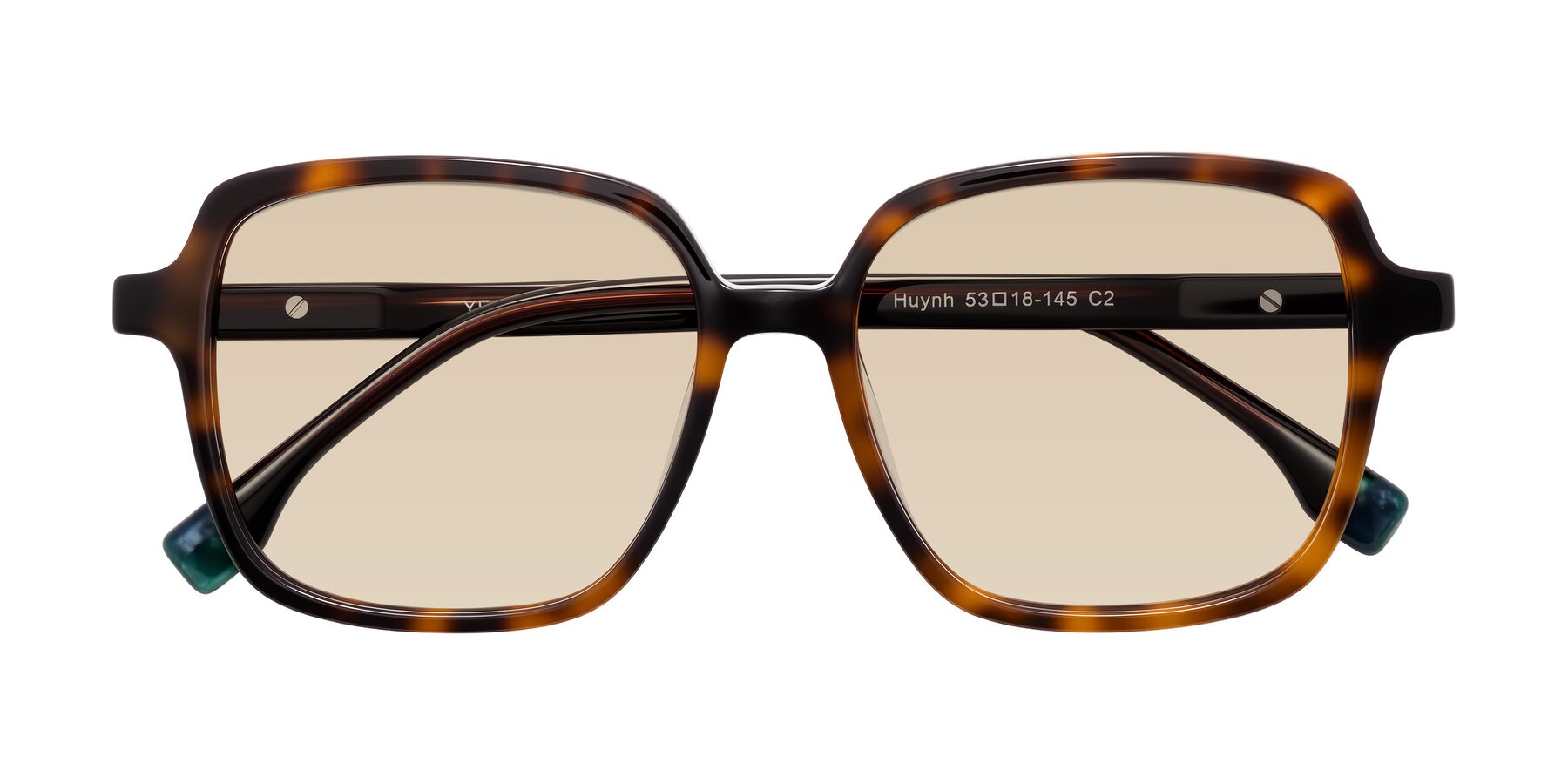 Folded Front of Huynh in Tortoise with Light Brown Tinted Lenses