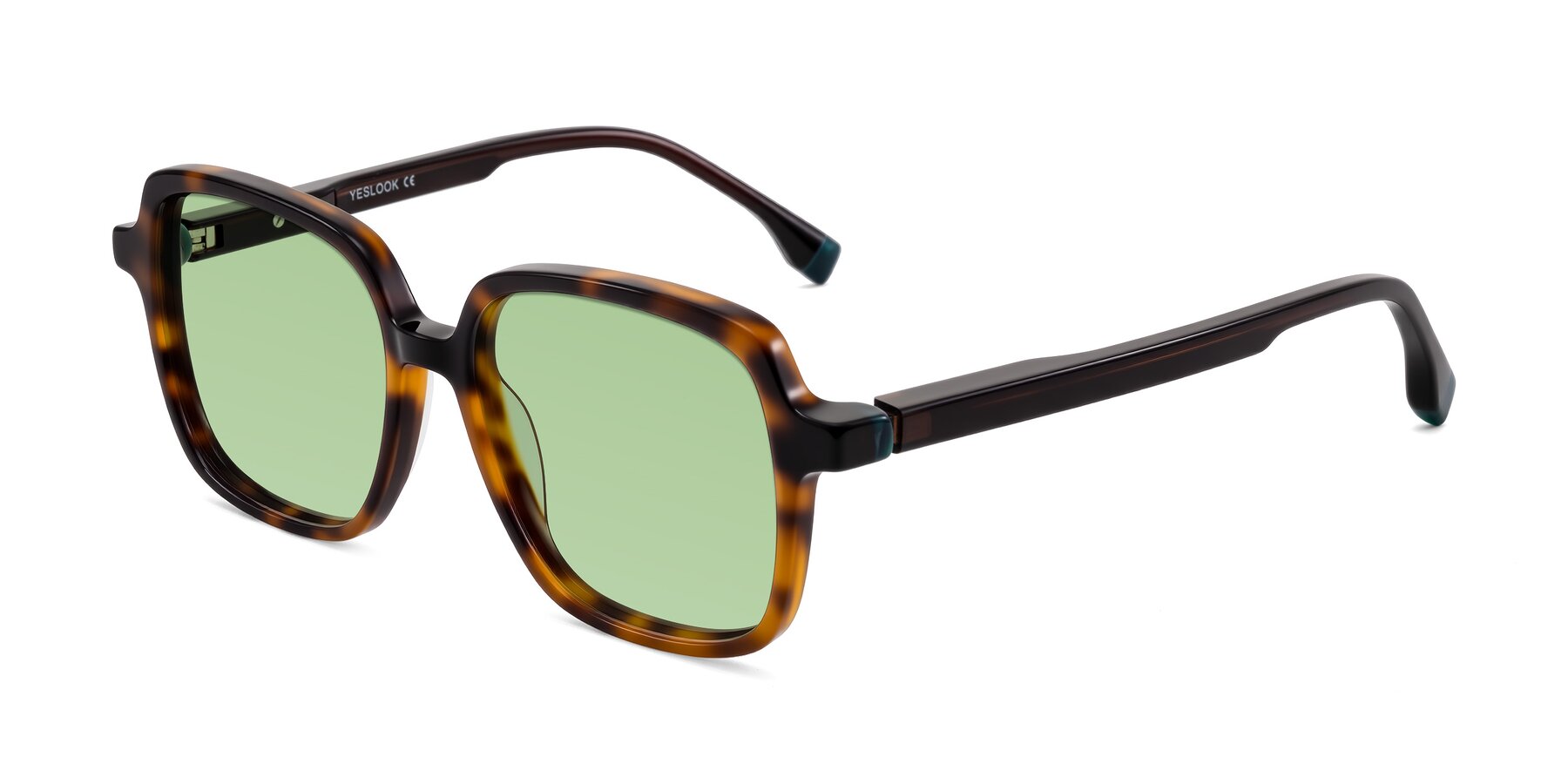 Angle of Huynh in Tortoise with Medium Green Tinted Lenses
