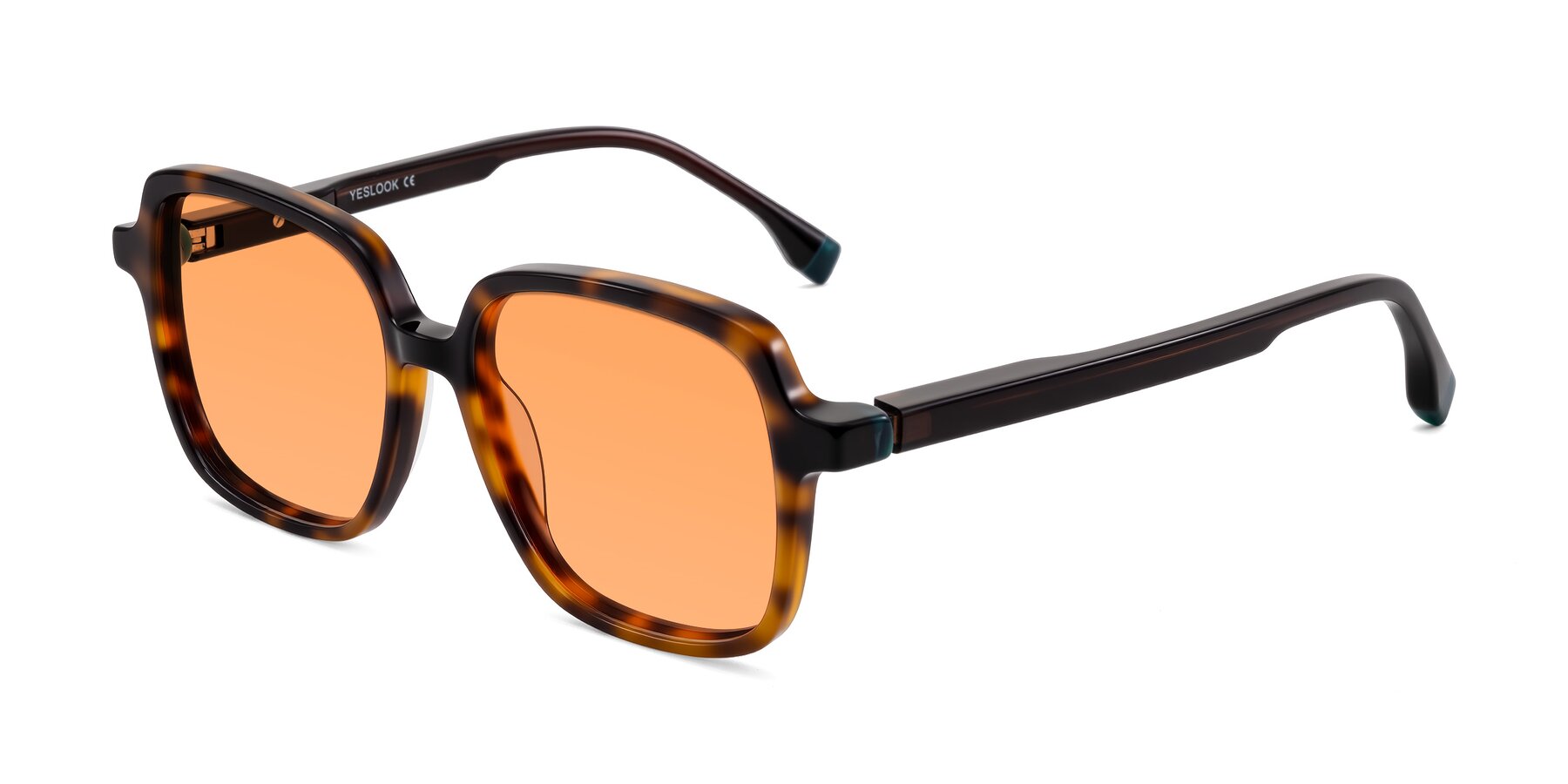 Angle of Huynh in Tortoise with Medium Orange Tinted Lenses