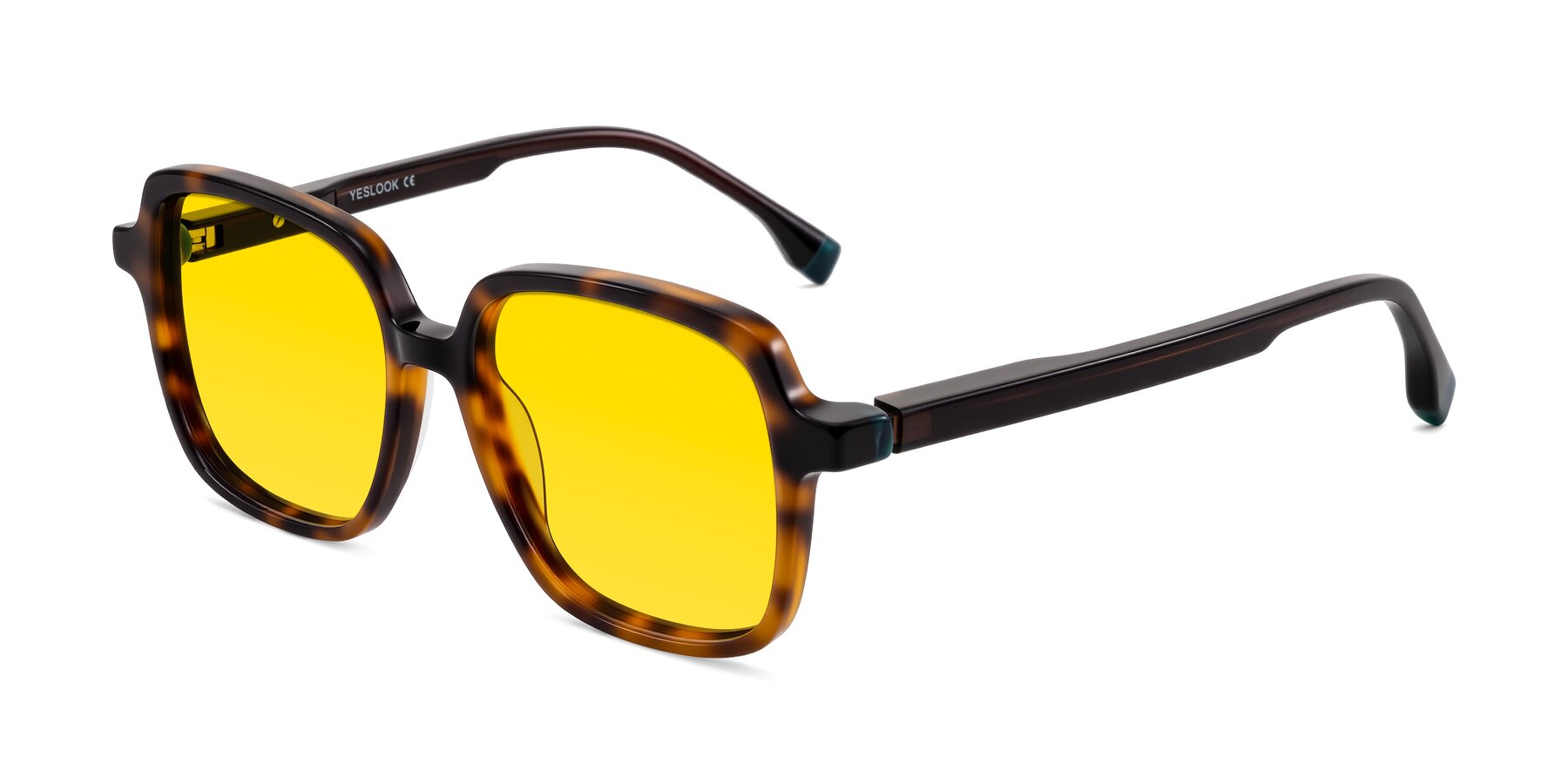 Angle of Huynh in Tortoise with Yellow Tinted Lenses