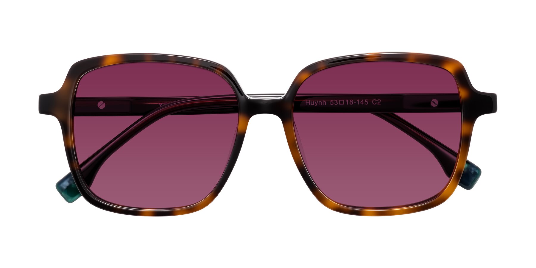 Folded Front of Huynh in Tortoise with Wine Tinted Lenses