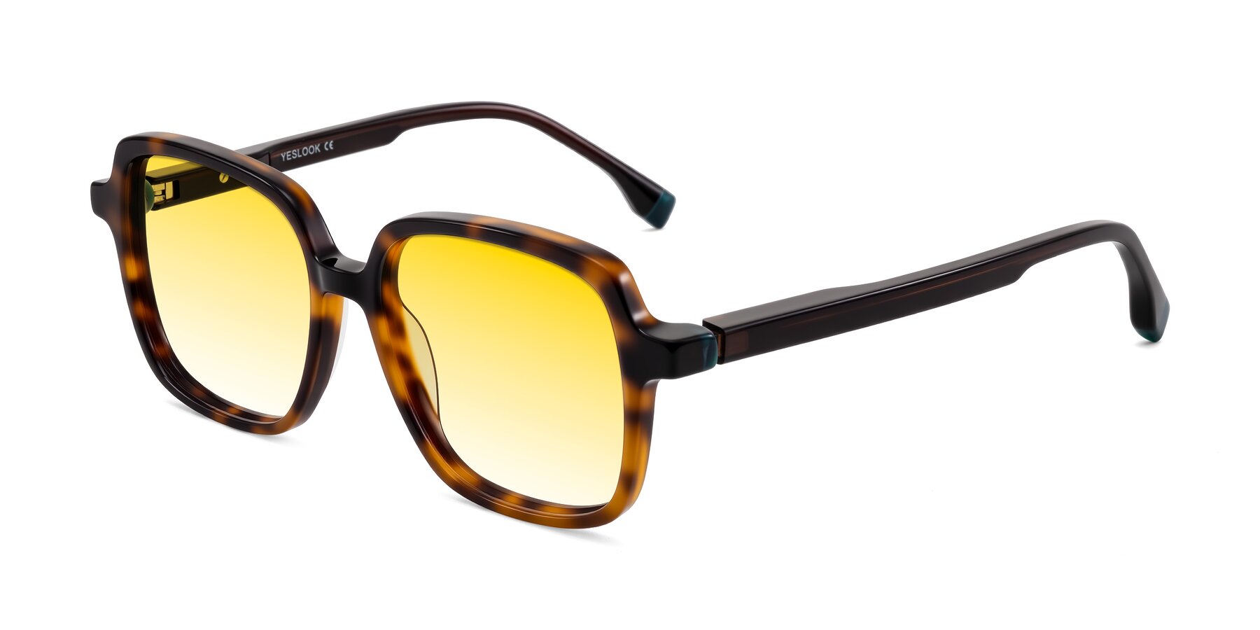 Angle of Huynh in Tortoise with Yellow Gradient Lenses