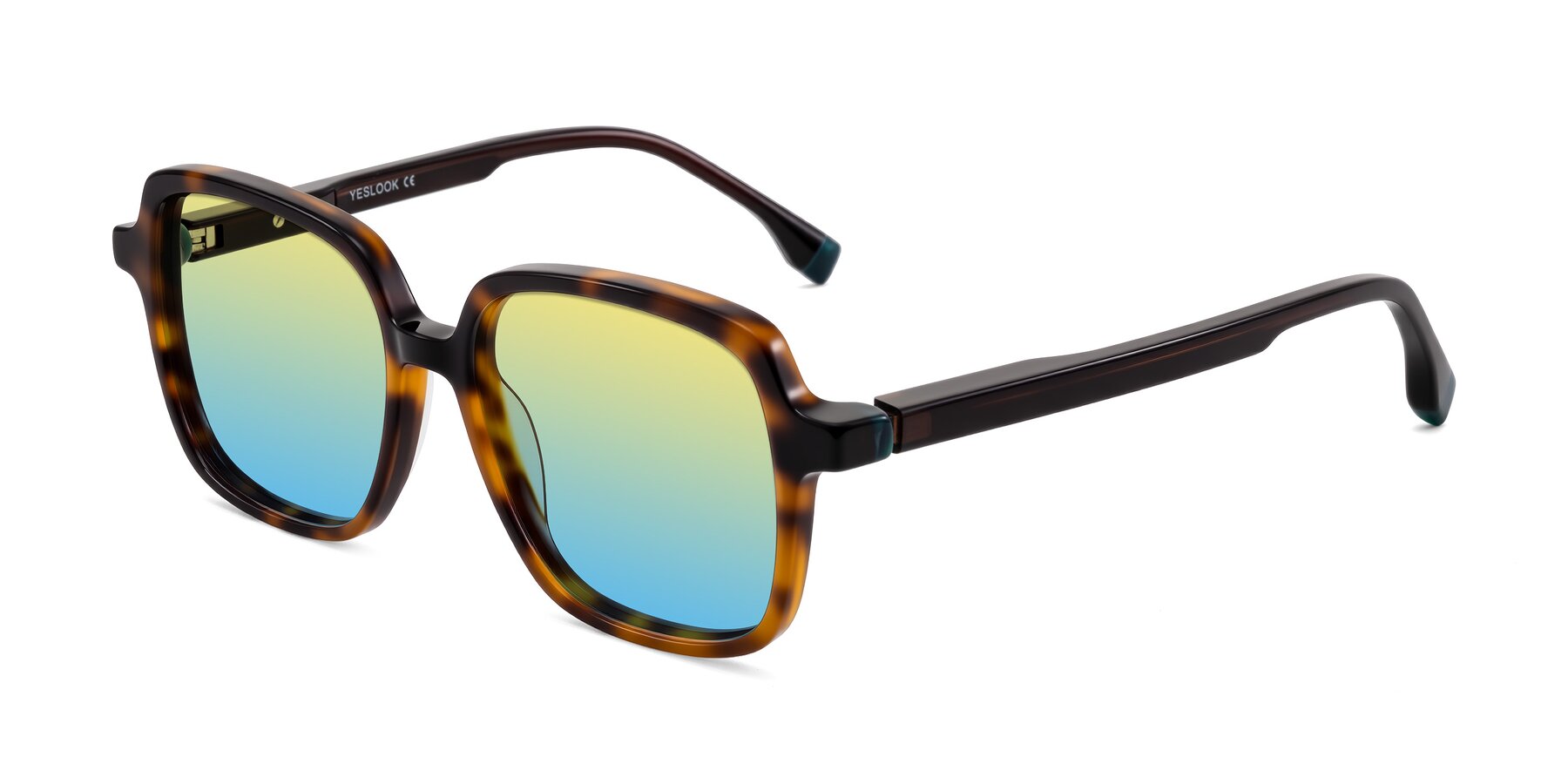 Angle of Huynh in Tortoise with Yellow / Blue Gradient Lenses