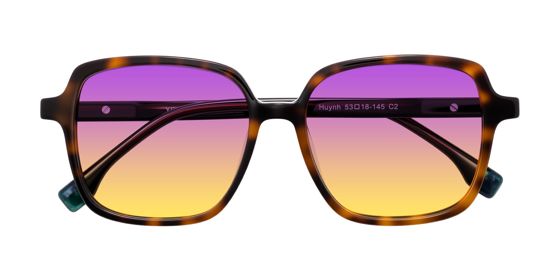 Folded Front of Huynh in Tortoise with Purple / Yellow Gradient Lenses