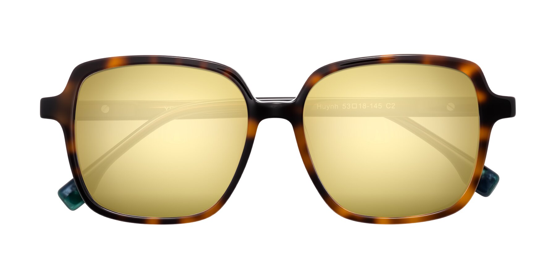 Folded Front of Huynh in Tortoise with Gold Mirrored Lenses