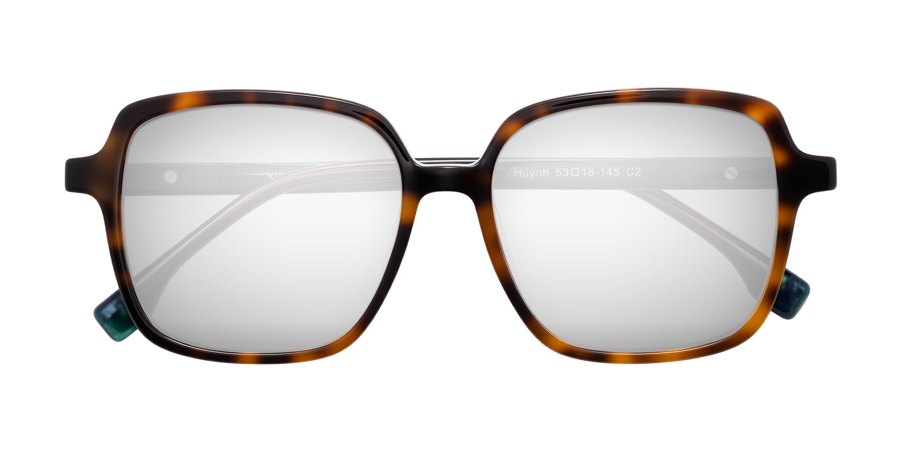 Folded Front of Huynh in Tortoise with Silver Mirrored Lenses