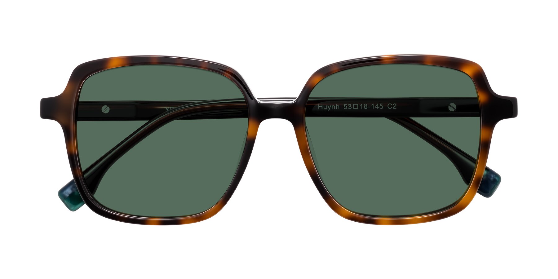 Folded Front of Huynh in Tortoise with Green Polarized Lenses