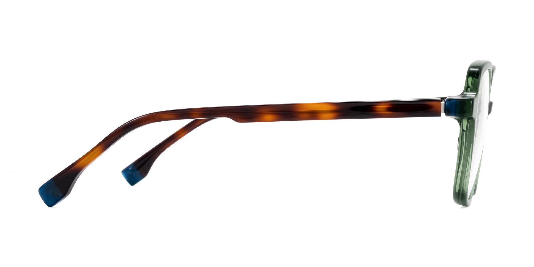 Side of Huynh in Green/Tortoise with Clear Blue Light Blocking Lenses