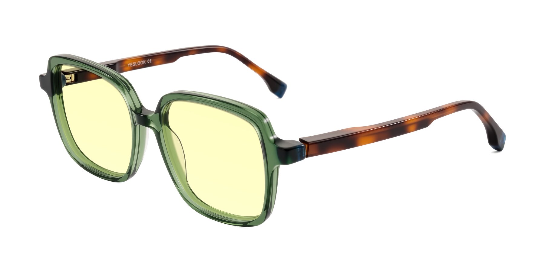 Angle of Huynh in Green/Tortoise with Light Yellow Tinted Lenses