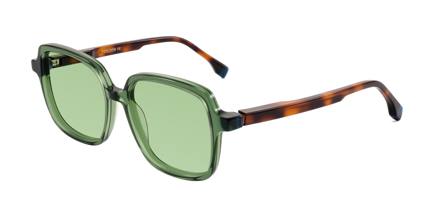 Angle of Huynh in Green/Tortoise with Medium Green Tinted Lenses