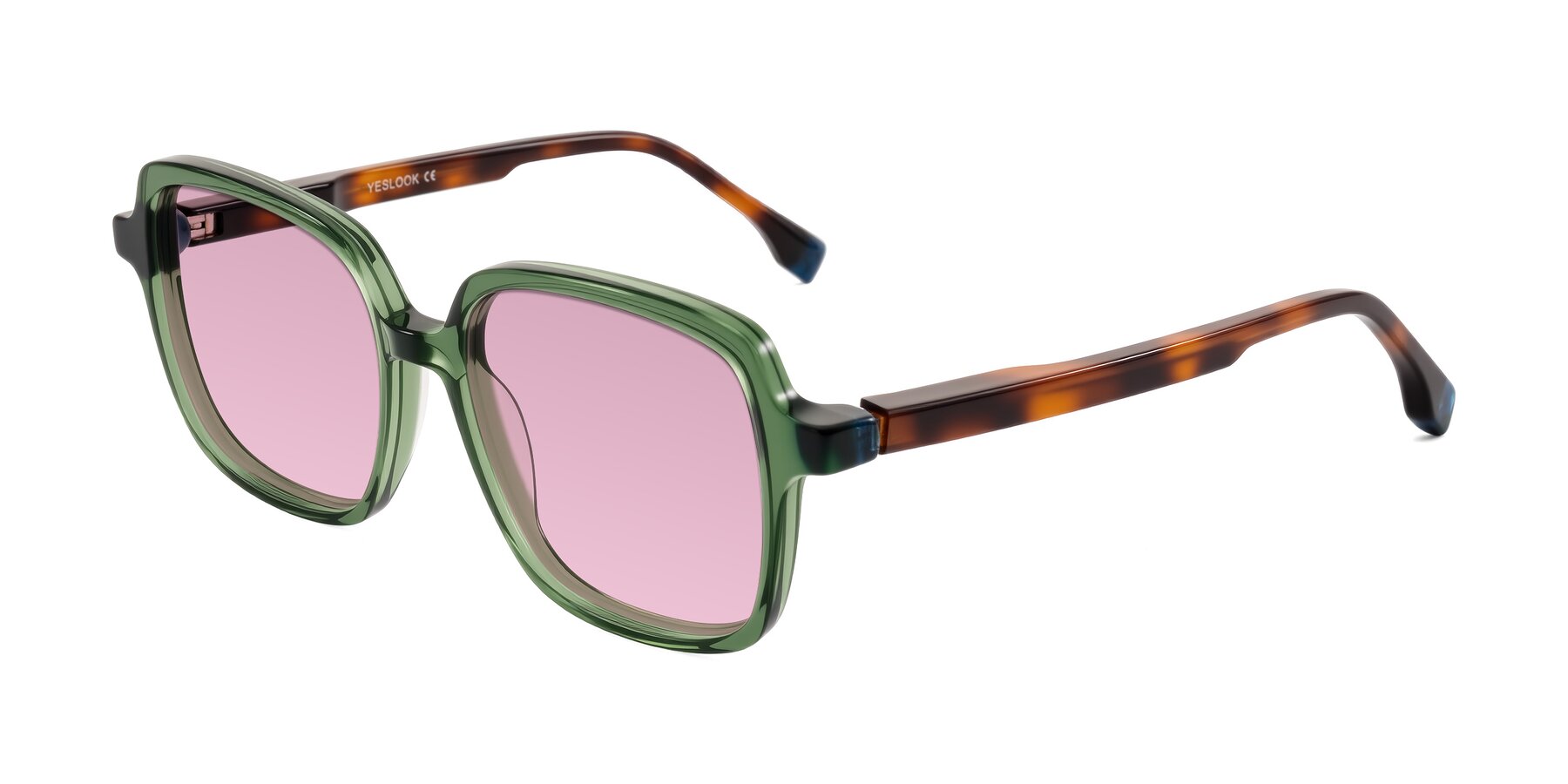 Angle of Huynh in Green/Tortoise with Light Wine Tinted Lenses