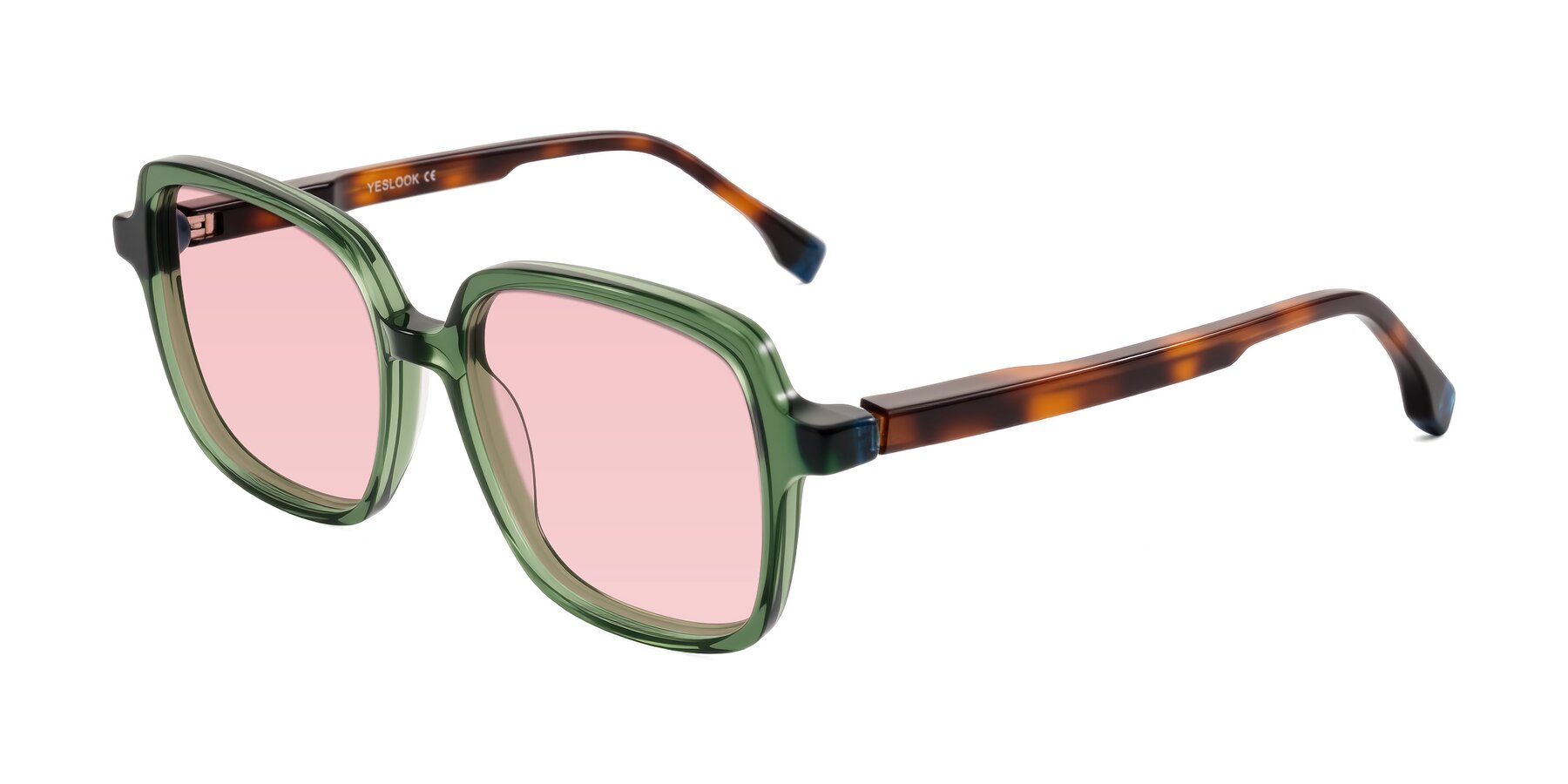 Angle of Huynh in Green/Tortoise with Light Garnet Tinted Lenses