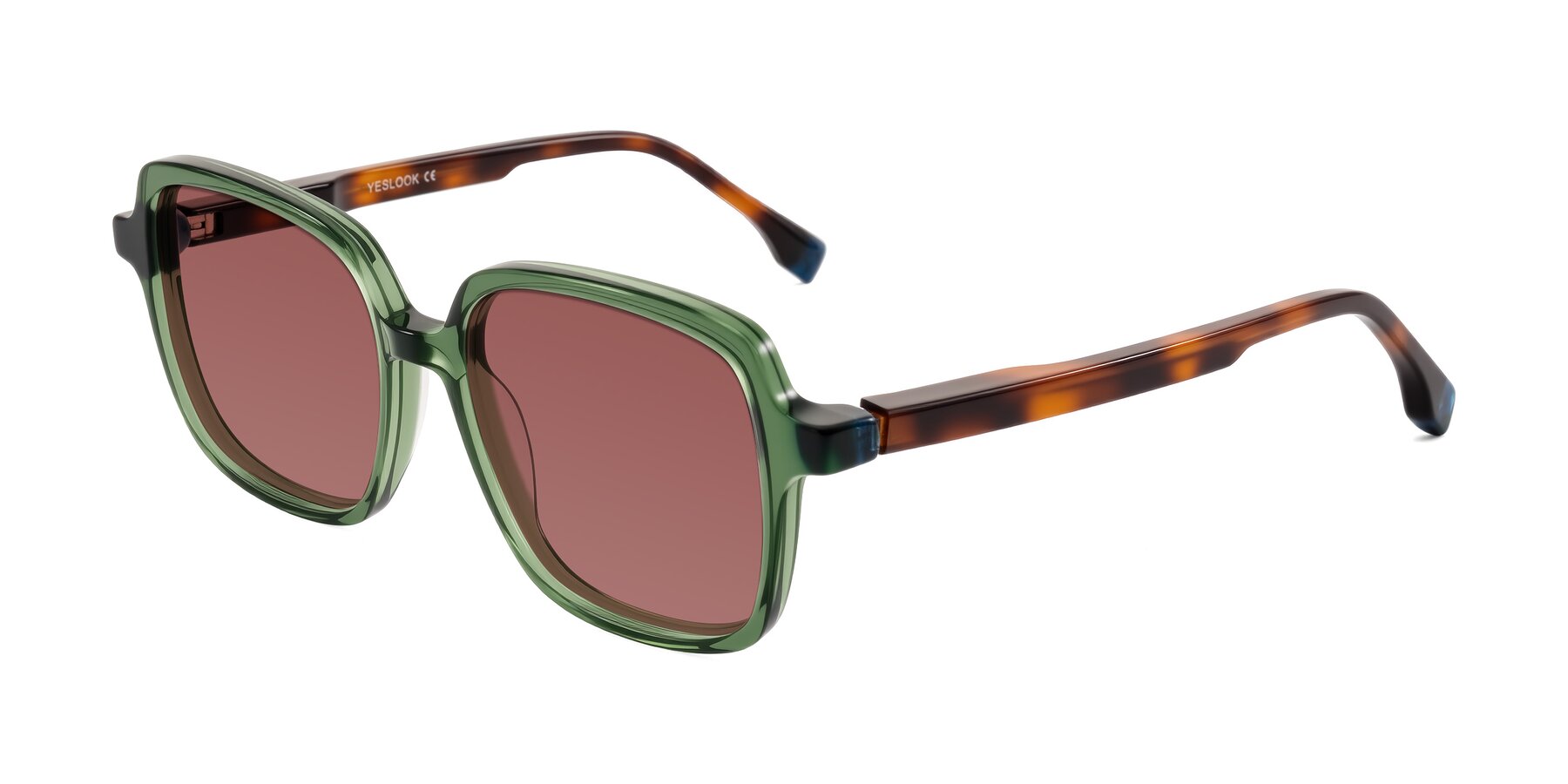 Angle of Huynh in Green/Tortoise with Garnet Tinted Lenses