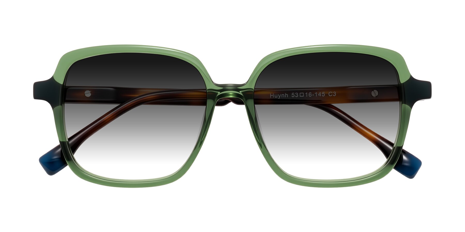 Folded Front of Huynh in Green/Tortoise with Gray Gradient Lenses