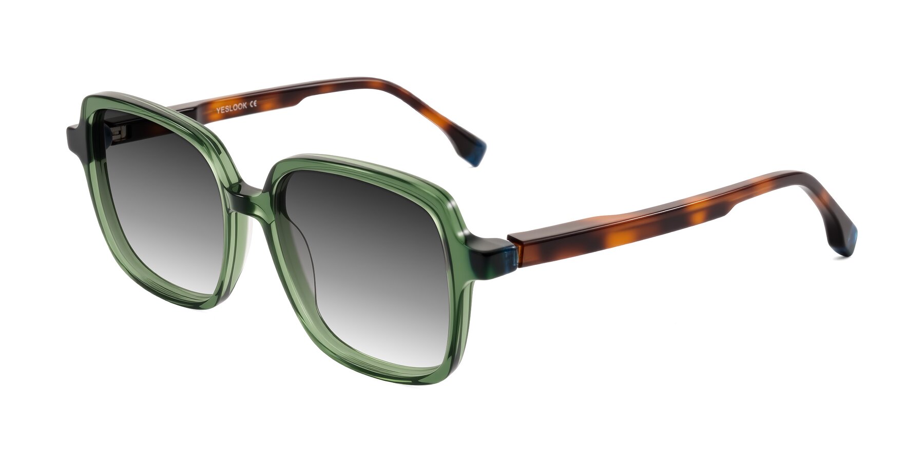 Angle of Huynh in Green/Tortoise with Gray Gradient Lenses