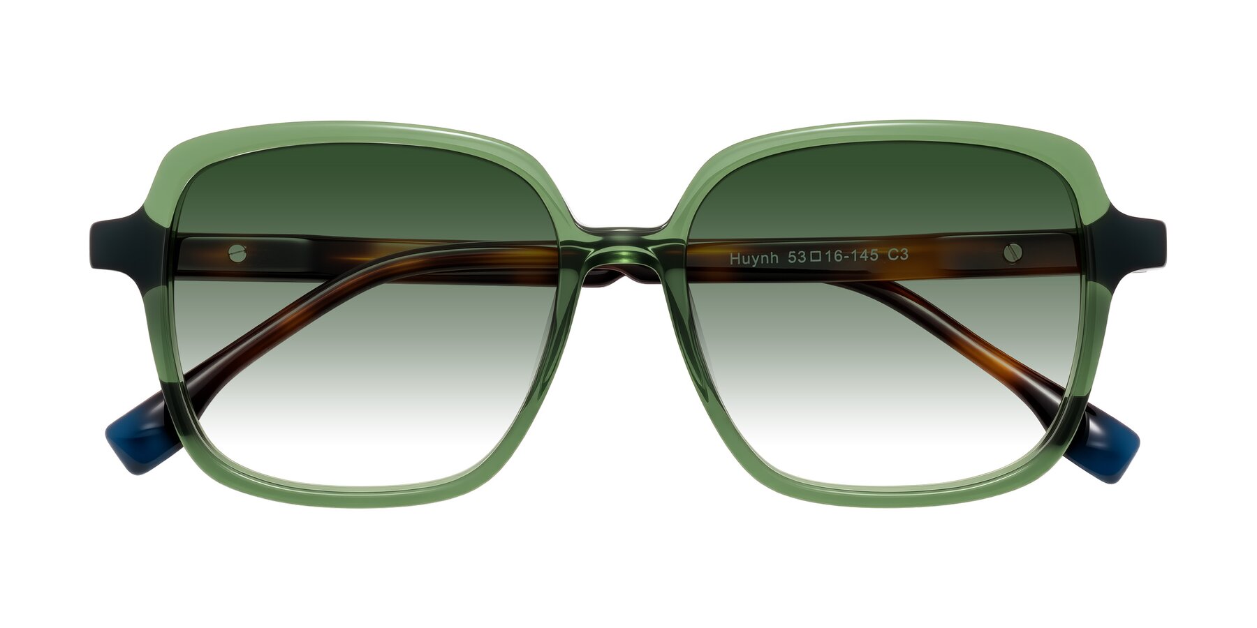 Folded Front of Huynh in Green/Tortoise with Green Gradient Lenses