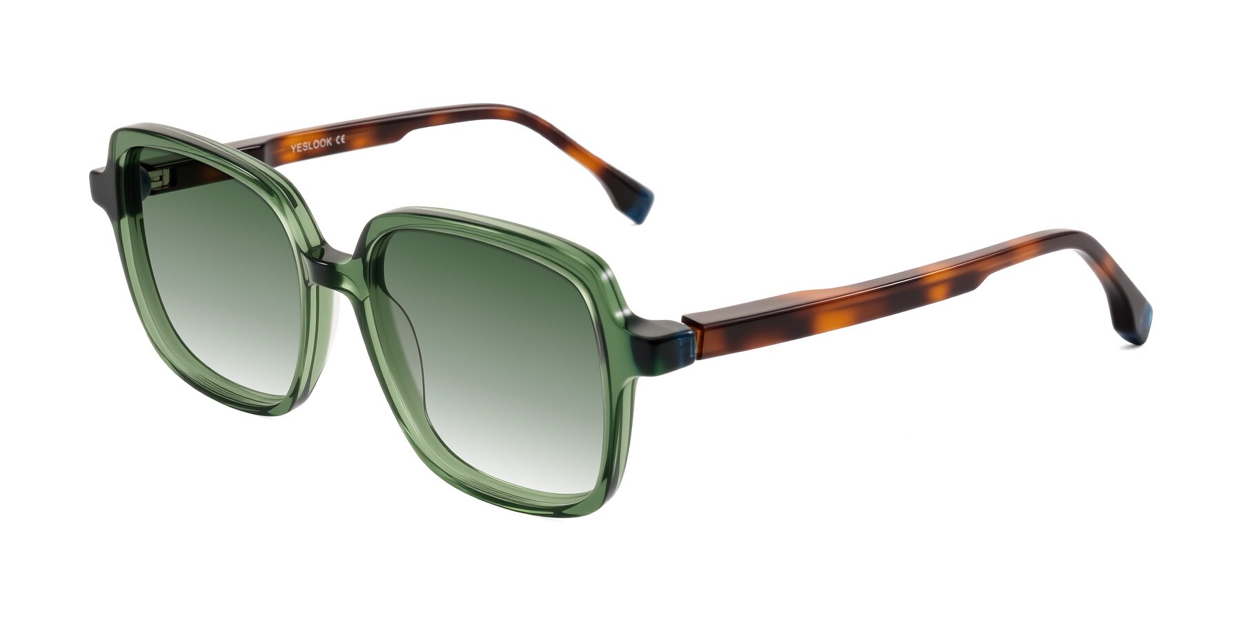 Angle of Huynh in Green/Tortoise with Green Gradient Lenses