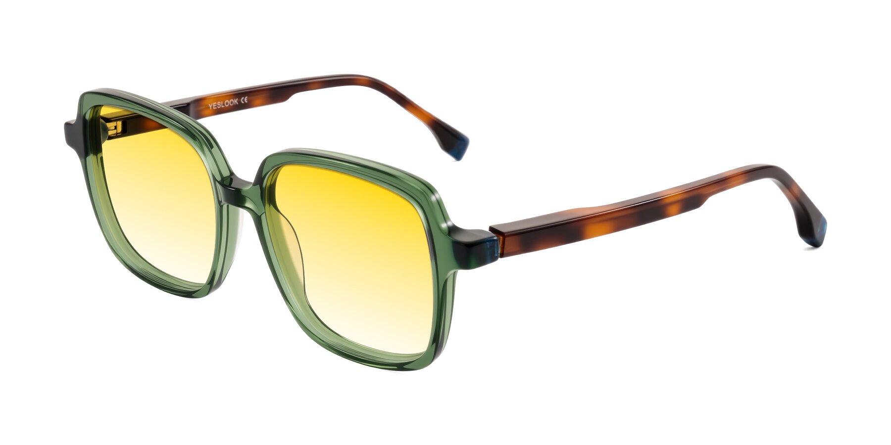 Angle of Huynh in Green/Tortoise with Yellow Gradient Lenses