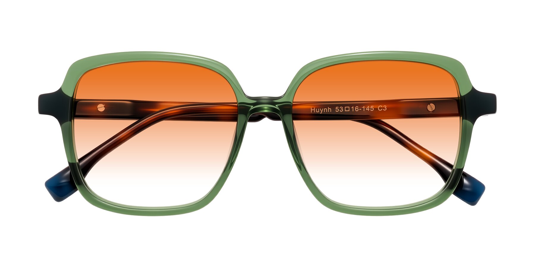Folded Front of Huynh in Green/Tortoise with Orange Gradient Lenses