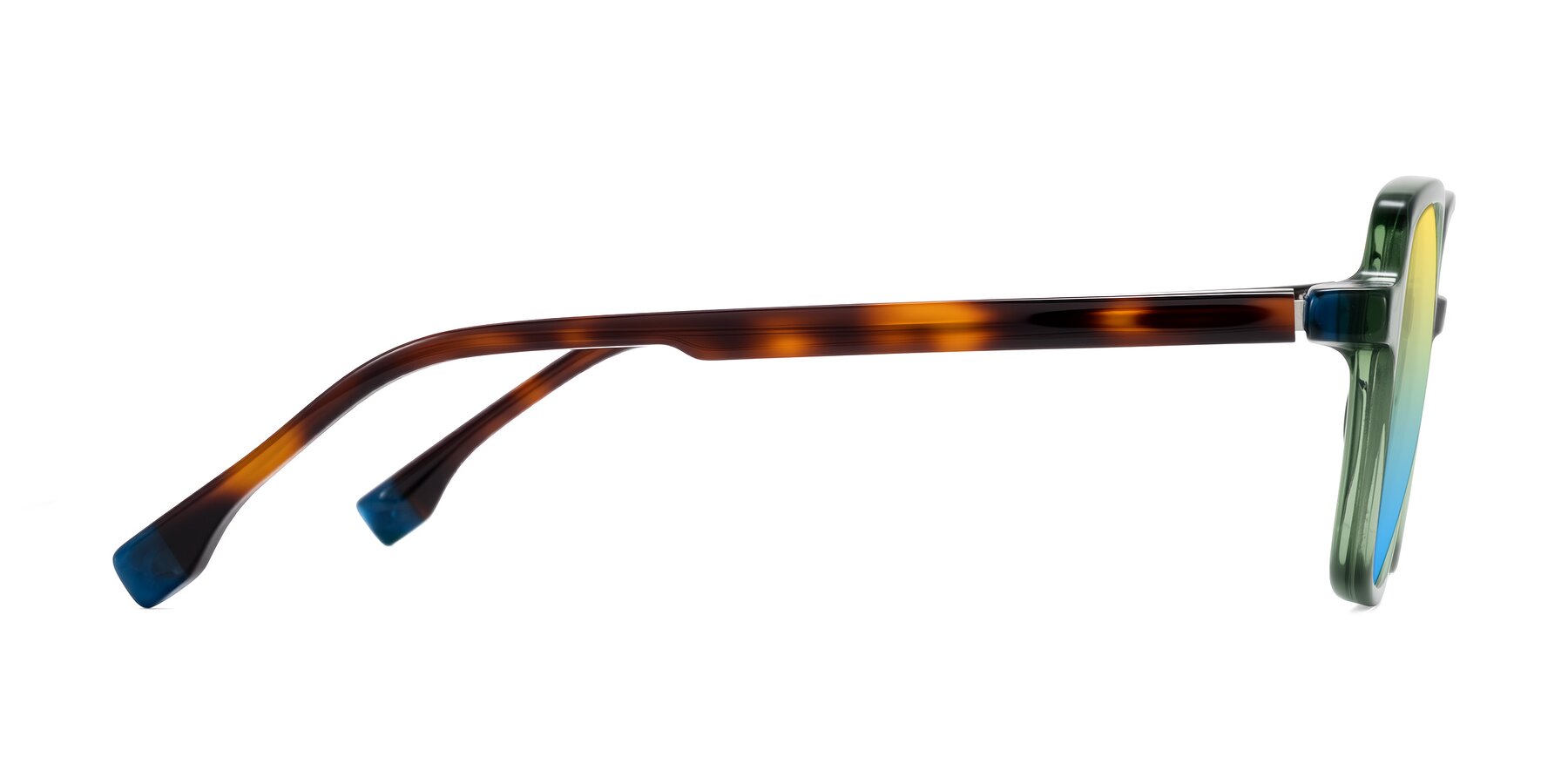 Side of Huynh in Green/Tortoise with Yellow / Blue Gradient Lenses
