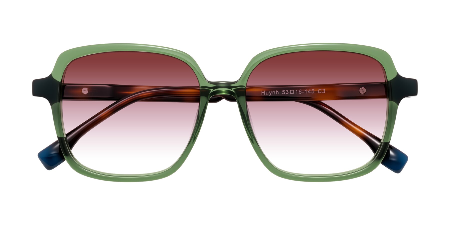 Folded Front of Huynh in Green/Tortoise with Garnet Gradient Lenses