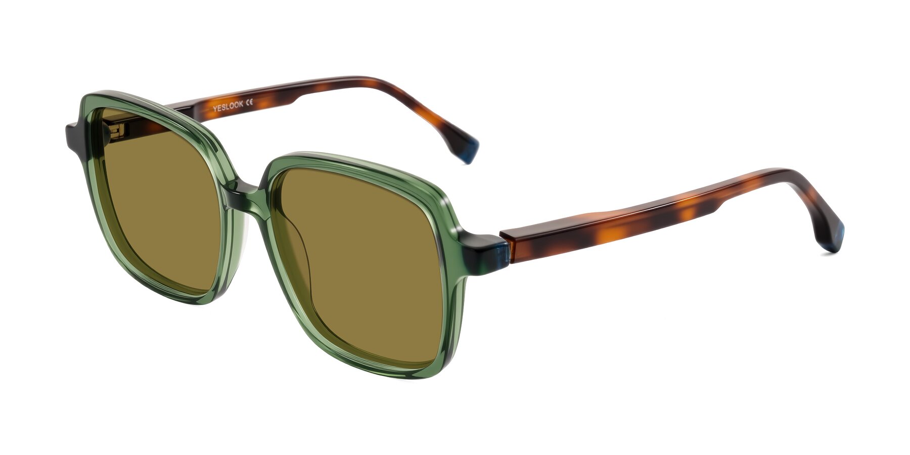 Angle of Huynh in Green/Tortoise with Brown Polarized Lenses