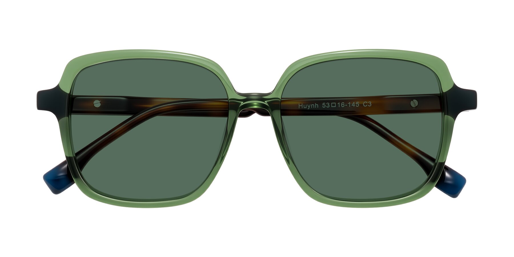 Folded Front of Huynh in Green/Tortoise with Green Polarized Lenses