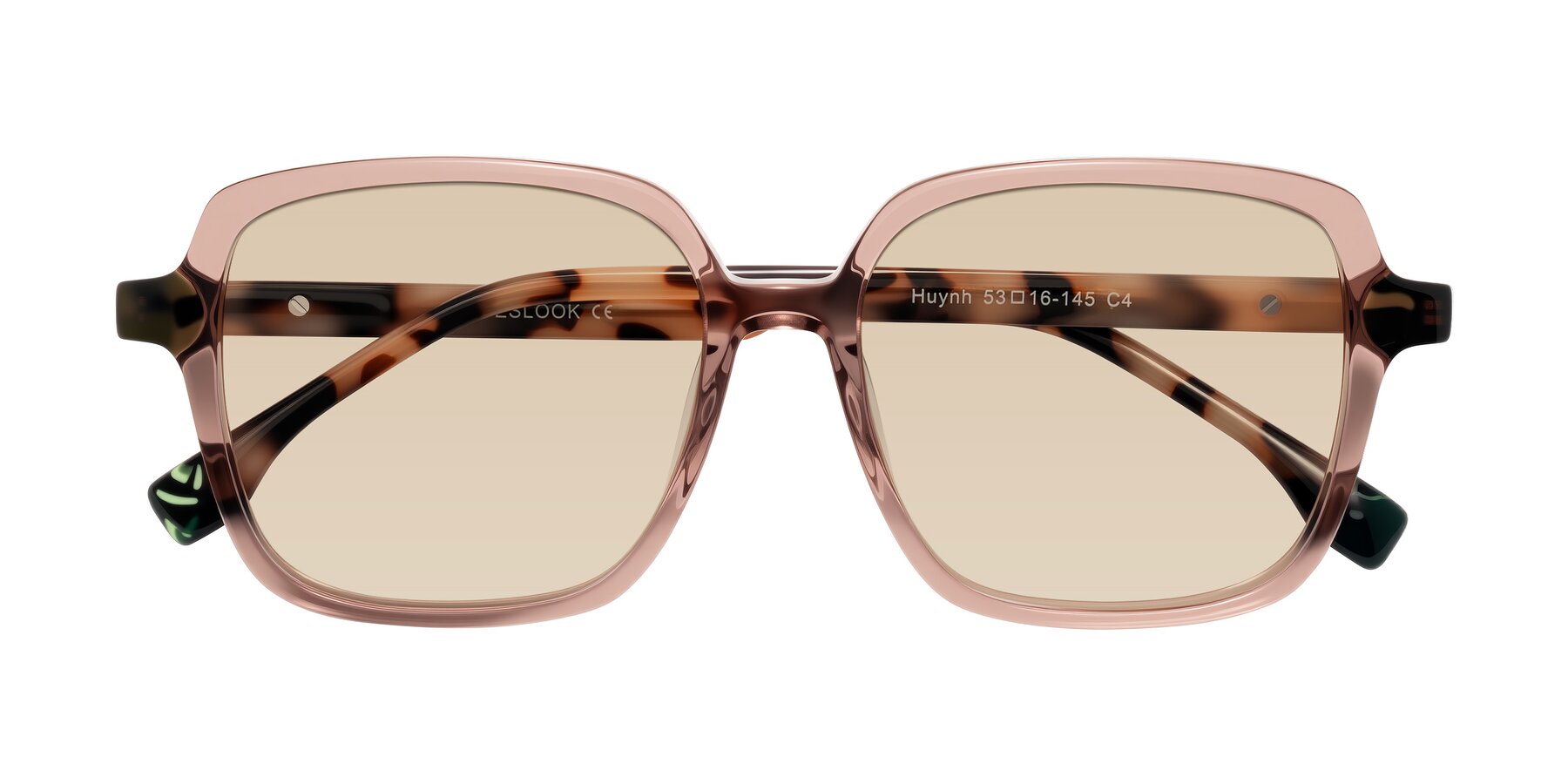Folded Front of Huynh in Blush Brown/Ivory Tortoise with Light Brown Tinted Lenses