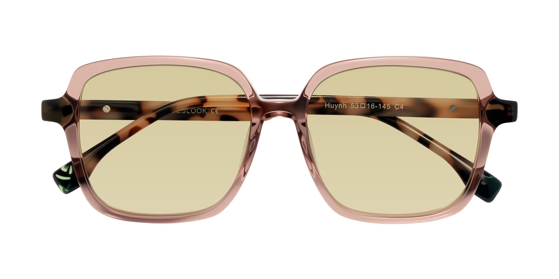 Folded Front of Huynh in Blush Brown/Ivory Tortoise with Light Champagne Tinted Lenses