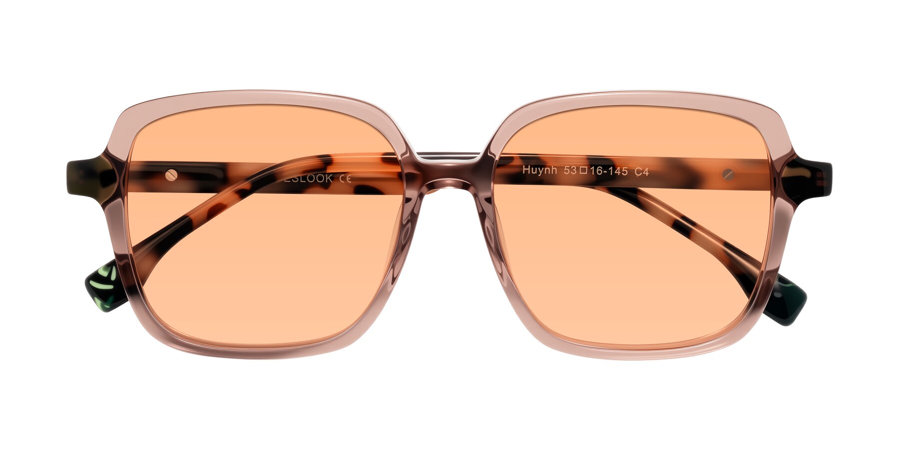 Folded Front of Huynh in Blush Brown/Ivory Tortoise with Light Orange Tinted Lenses