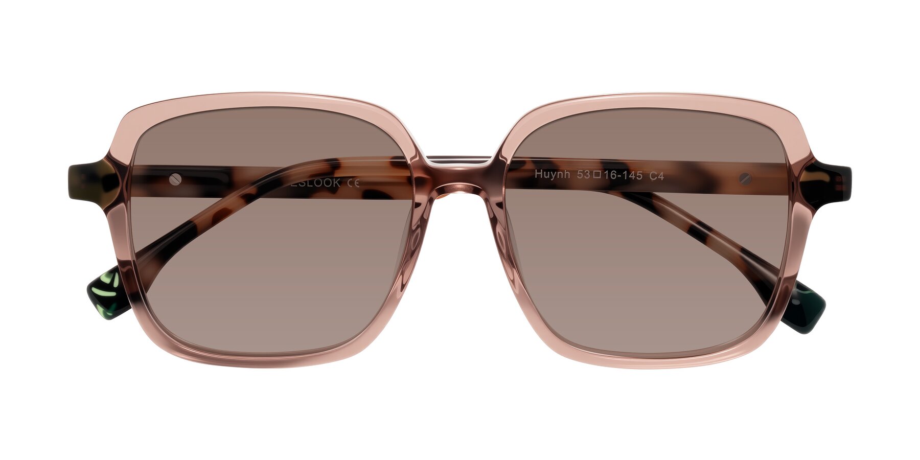 Folded Front of Huynh in Blush Brown/Ivory Tortoise with Medium Brown Tinted Lenses