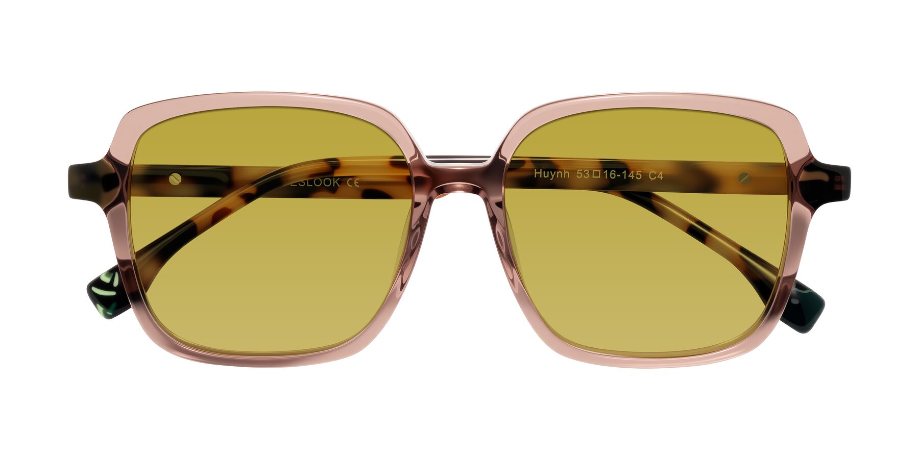 Folded Front of Huynh in Blush Brown/Ivory Tortoise with Champagne Tinted Lenses