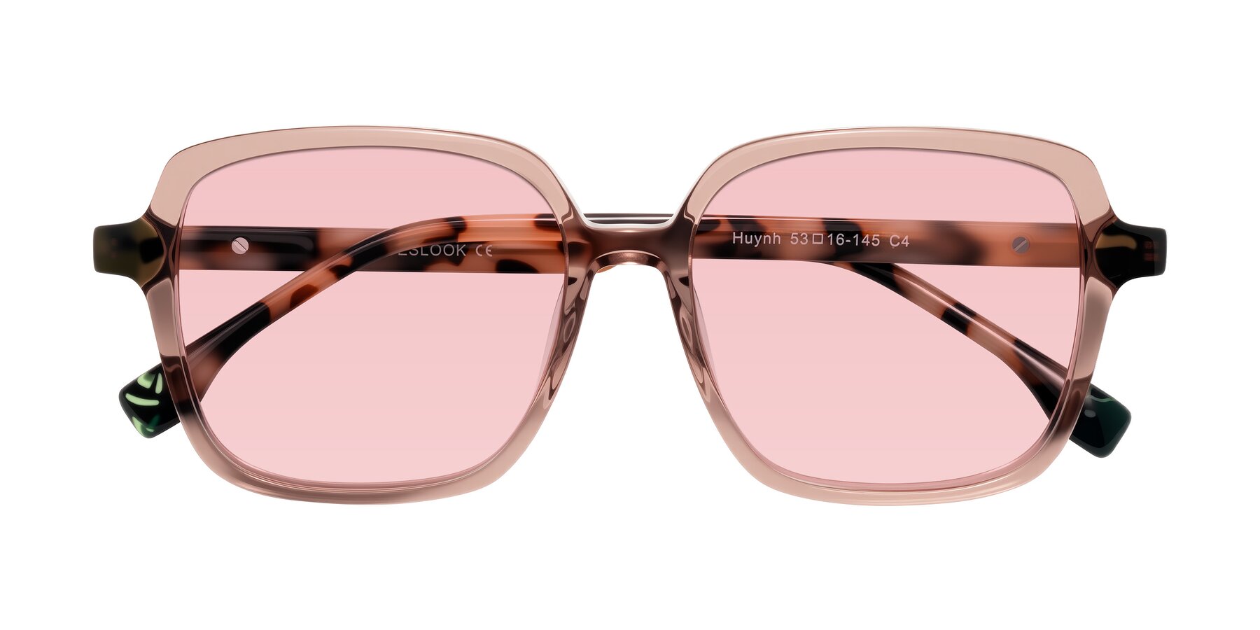 Folded Front of Huynh in Blush Brown/Ivory Tortoise with Light Garnet Tinted Lenses