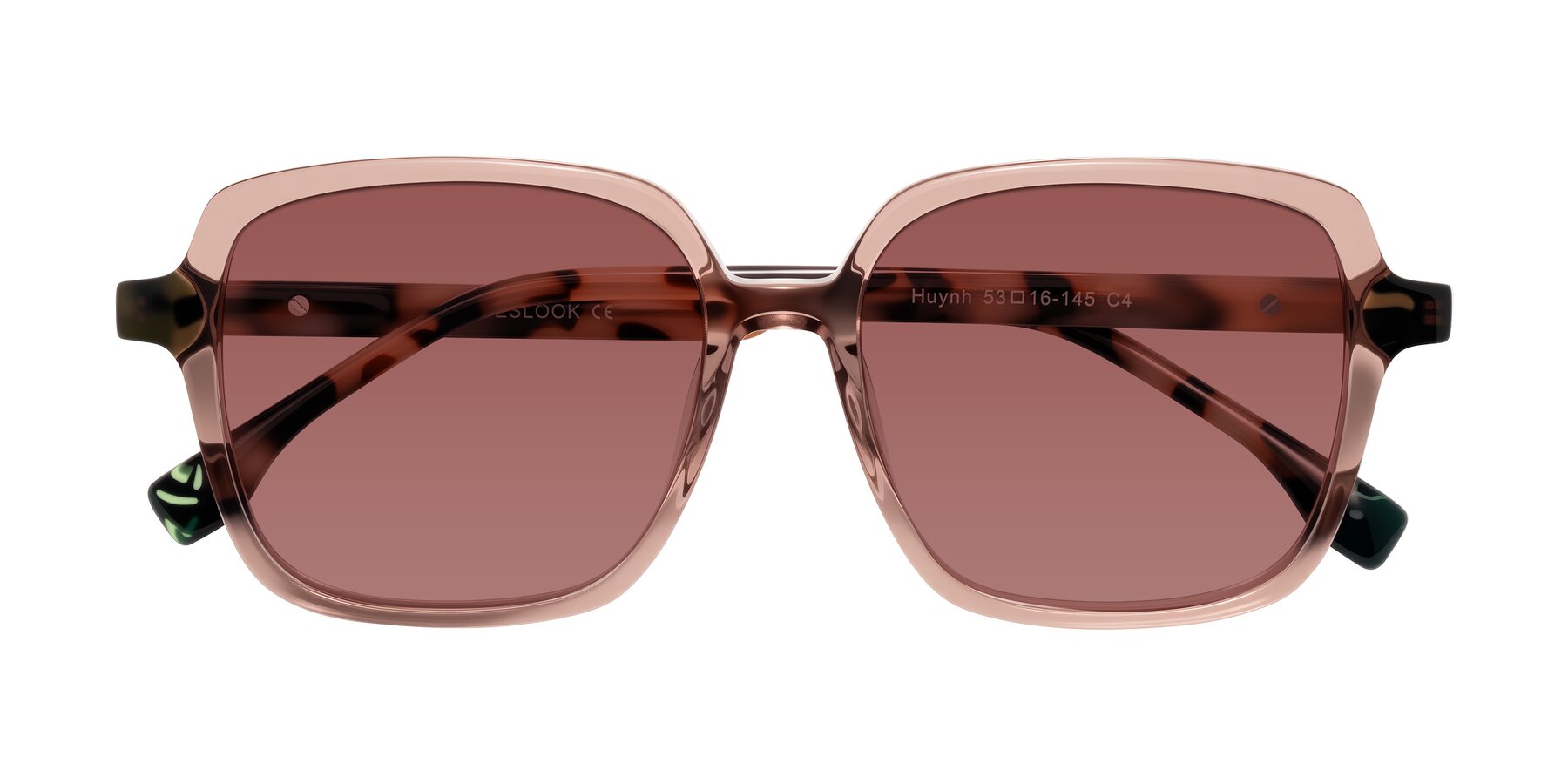 Folded Front of Huynh in Blush Brown/Ivory Tortoise with Garnet Tinted Lenses