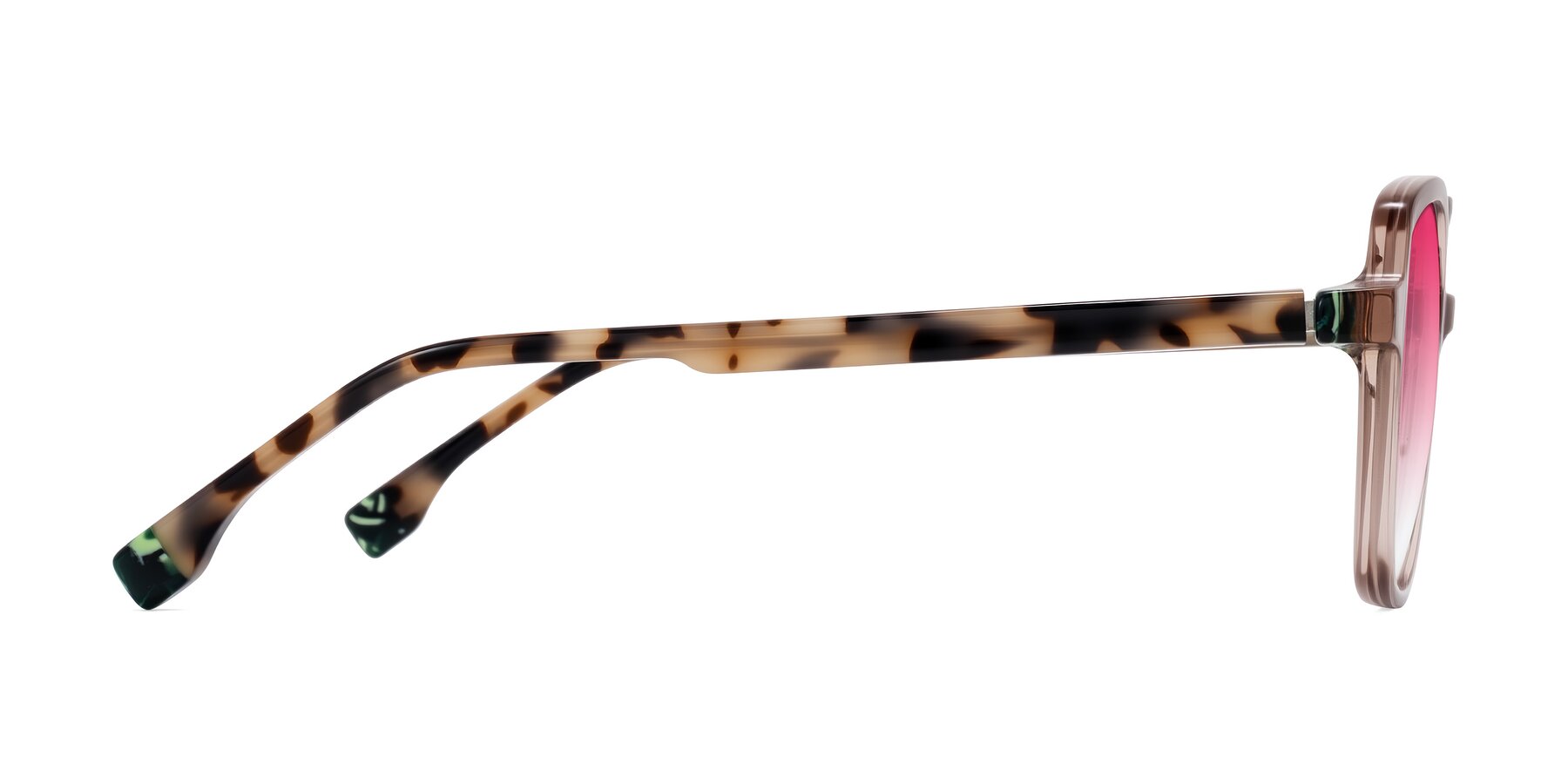 Side of Huynh in Blush Brown/Ivory Tortoise with Pink Gradient Lenses
