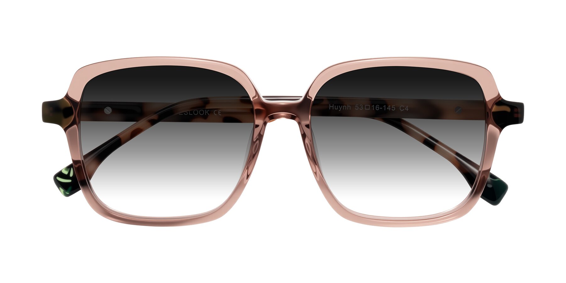 Folded Front of Huynh in Blush Brown/Ivory Tortoise with Gray Gradient Lenses