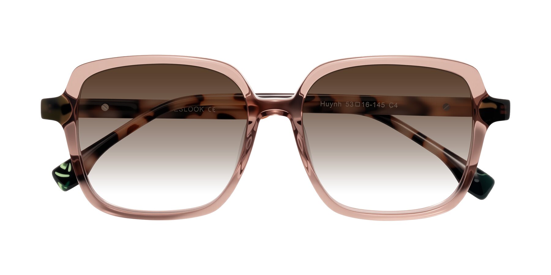 Folded Front of Huynh in Blush Brown/Ivory Tortoise with Brown Gradient Lenses