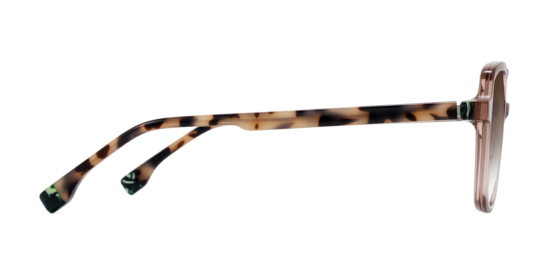 Side of Huynh in Blush Brown/Ivory Tortoise with Brown Gradient Lenses