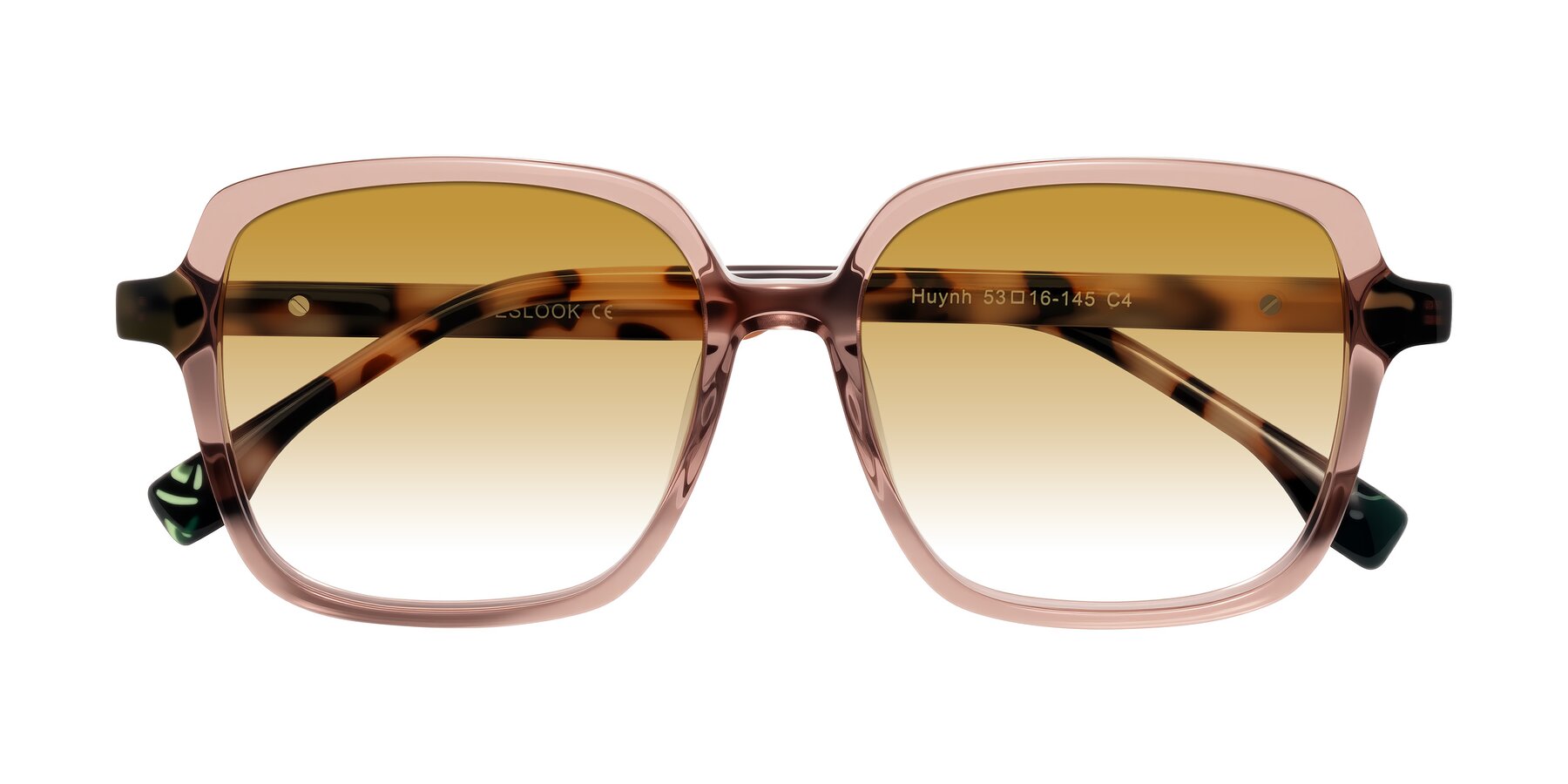 Folded Front of Huynh in Blush Brown/Ivory Tortoise with Champagne Gradient Lenses